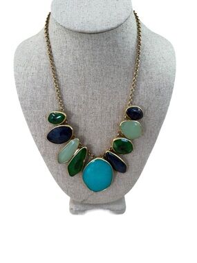 Retired Stella & Dot Sutton Statement Necklace - Green Blue Stone 5-Way